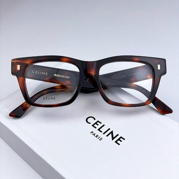 NEW CELINE CL50011F 054 Red Havana Square Women Eyeglasses - Picture 2 of 11